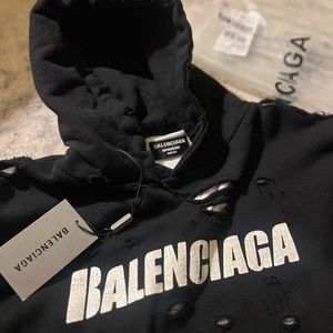 Unisex Balenciaga Distressed Logo Hoodie